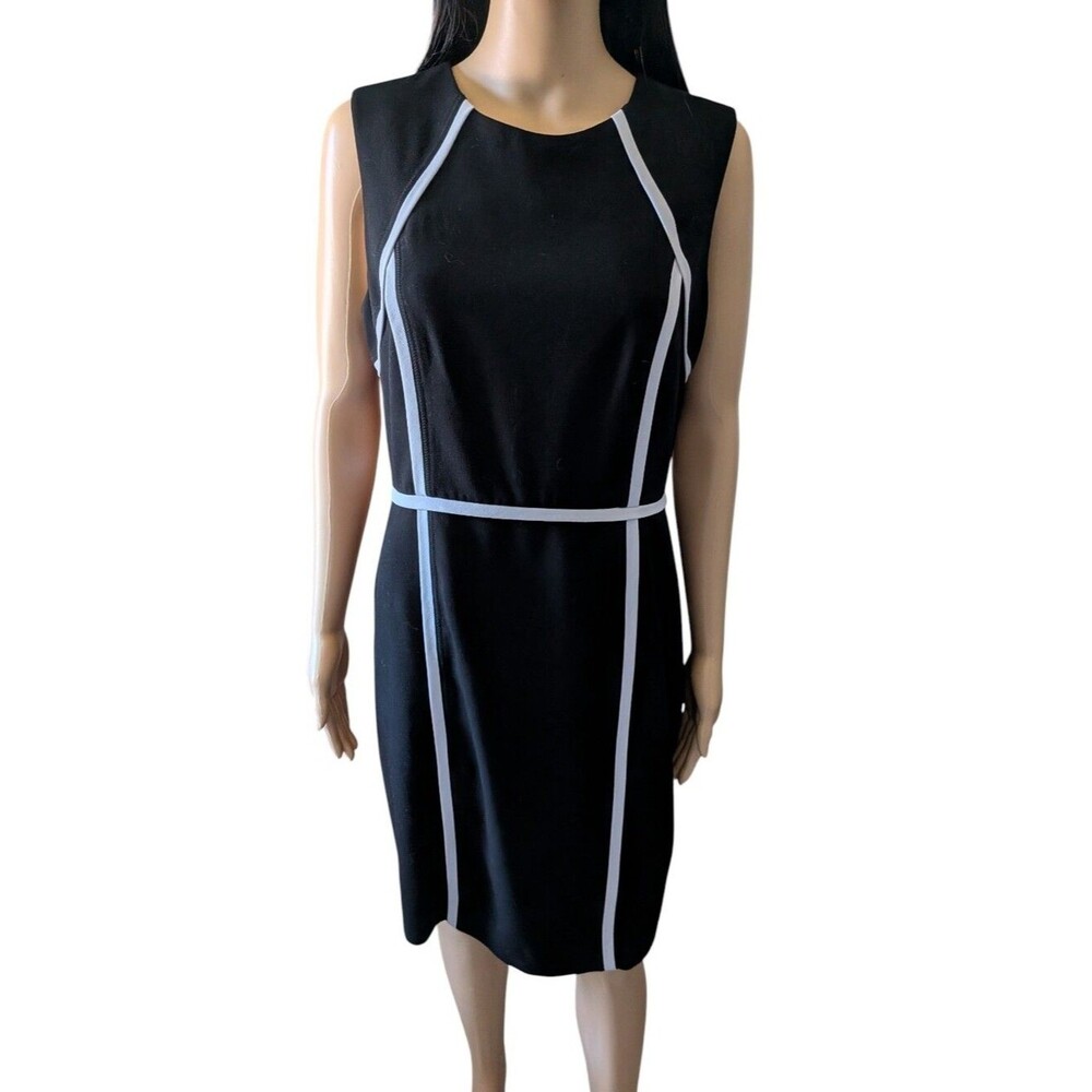 Calvin Klein Black & White Piping Dress 10